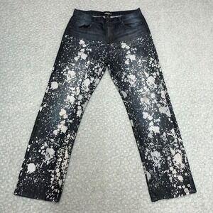 Diamond Stash Jeans Mens 36 Blue Paint Splatter Streetwear Dark Wash Denim Core